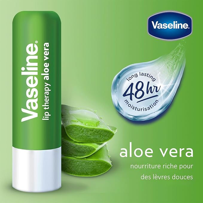 Vaseline Lip Therapy Aloe Vera | Aloe Vera and Vitamin E (Aloe Vera 1 x 4.8g)