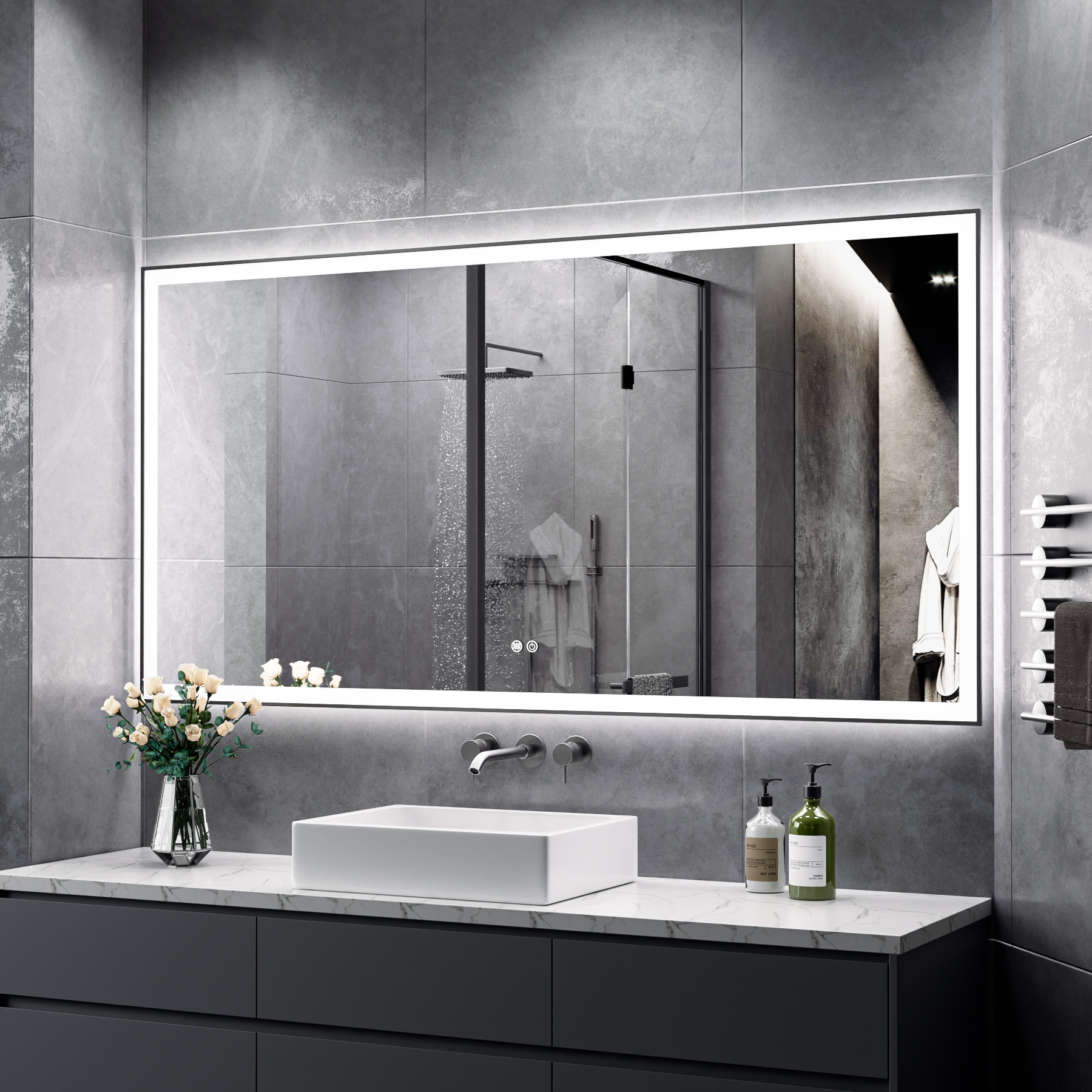 Matte Black Led Mirror