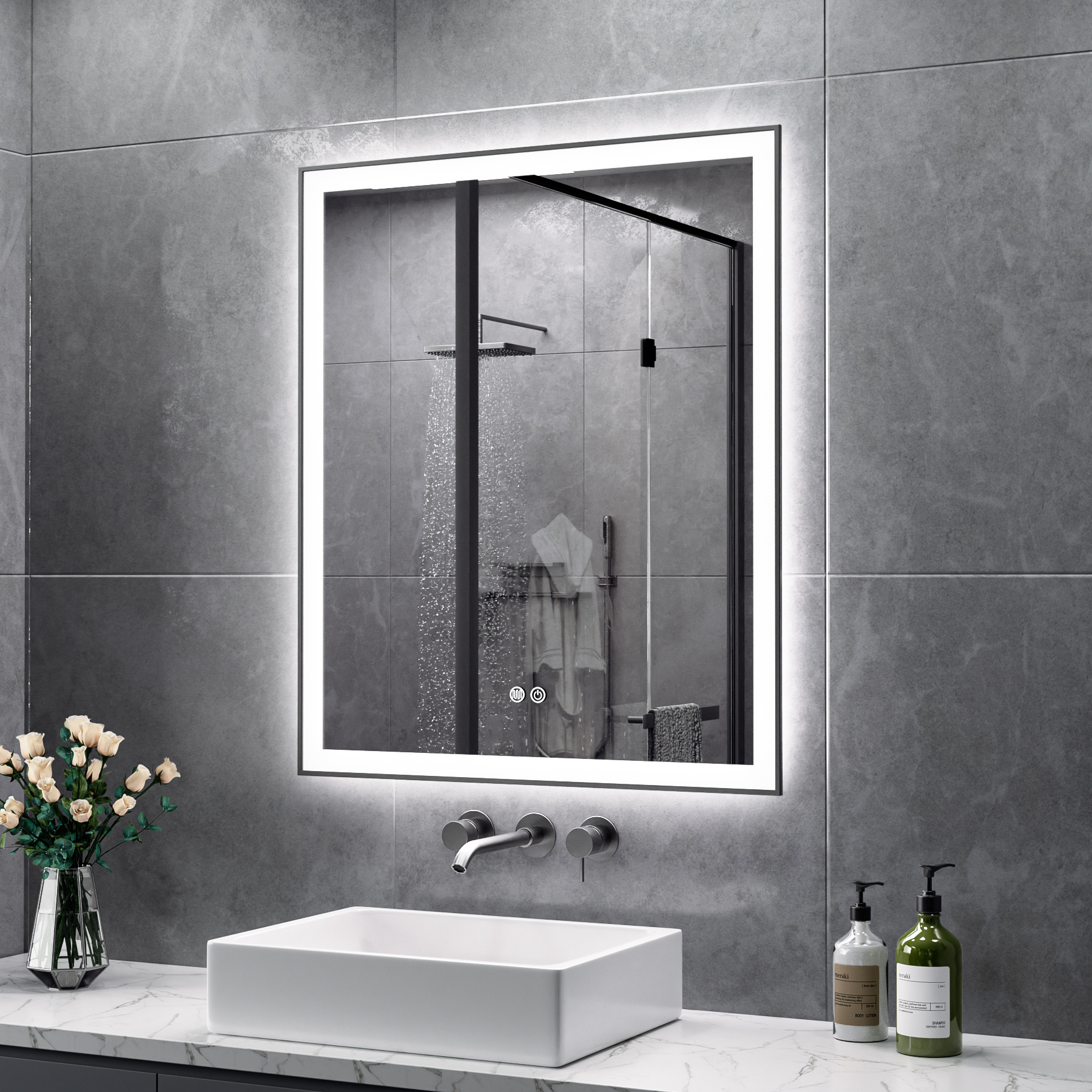 Matte Black Led Mirror