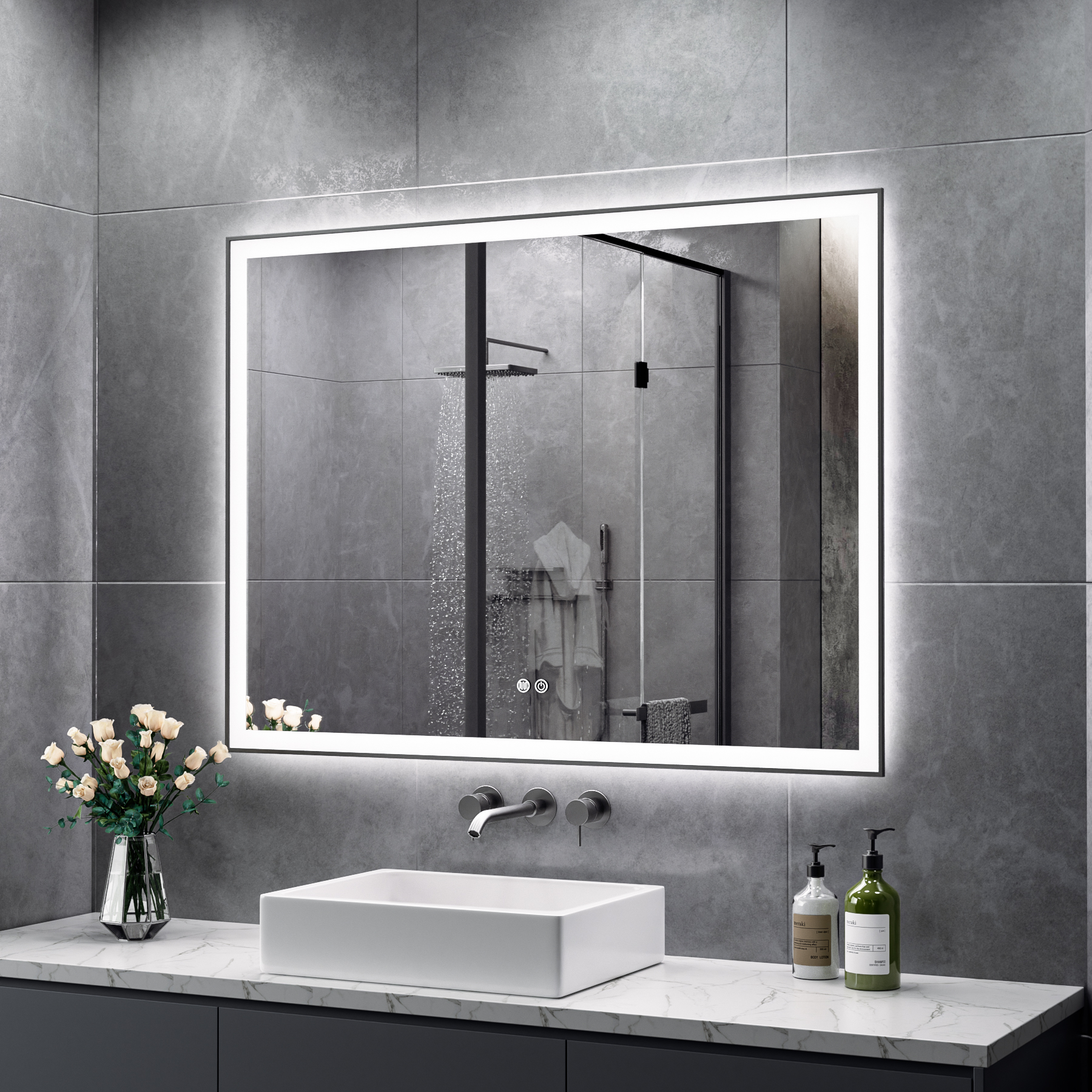 Matte Black Led Mirror