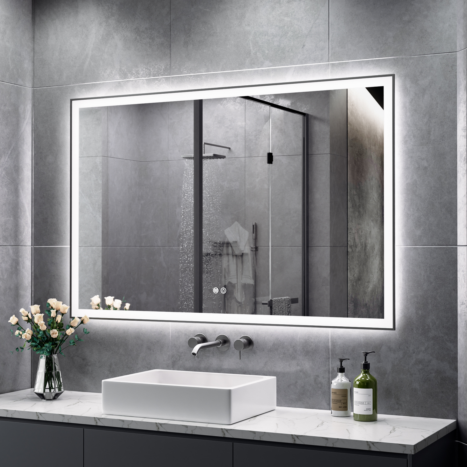 Matte Black Led Mirror