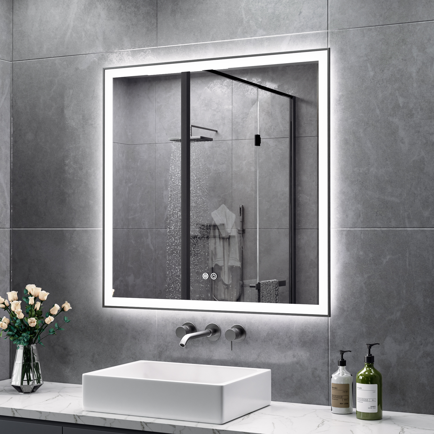 Matte Black Led Mirror