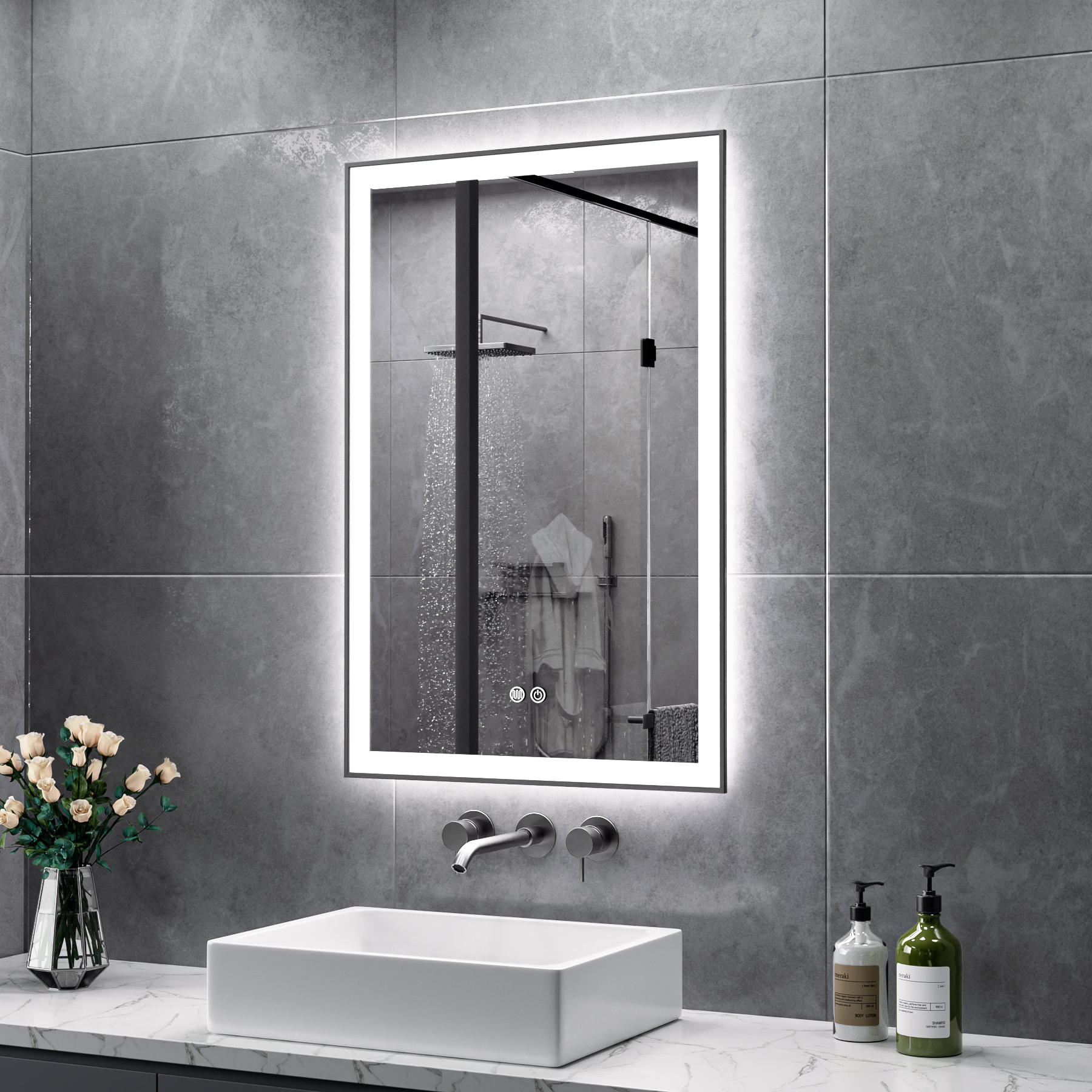 Matte Black Led Mirror