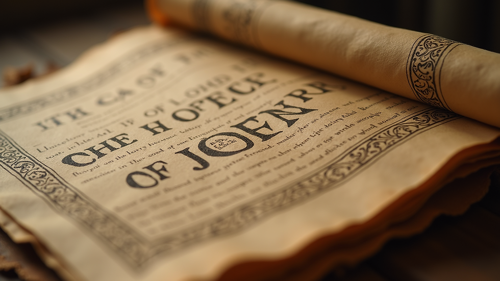 Close-up view of an ancient scroll representing the Gospel of John