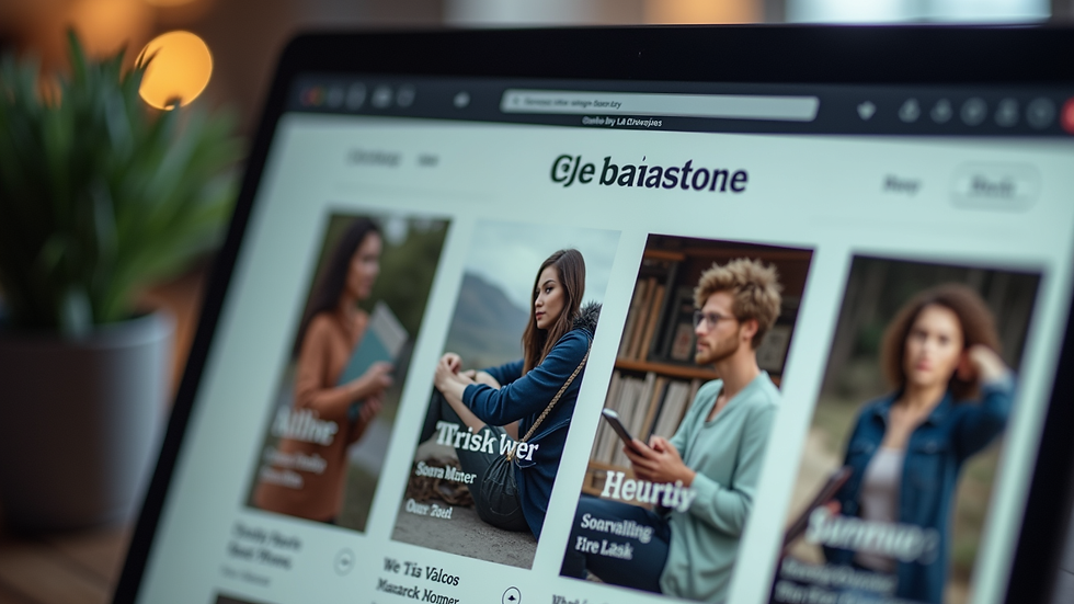 Close-up view of a computer screen showing an online bookstore homepage
