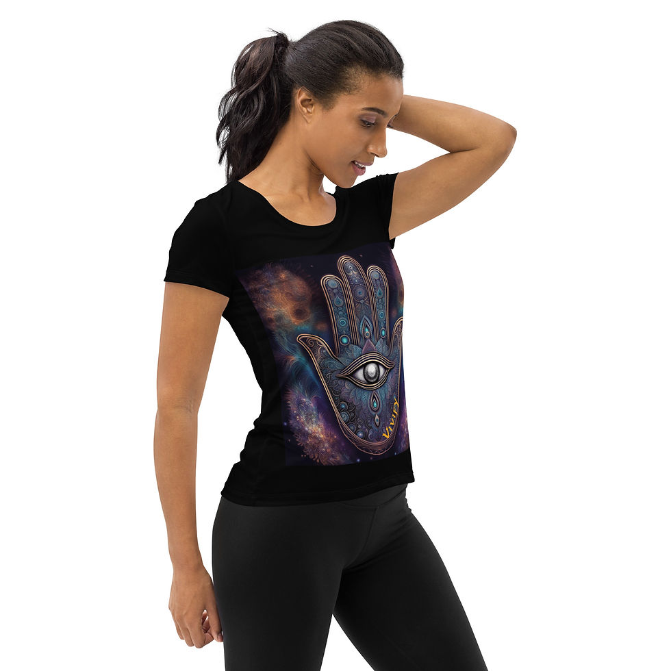 Thumbnail: Cosmic Hamsa Hand Women's Athletic T-shirt