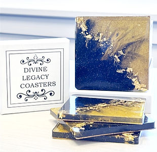 elegant black gold ombre with gold flakes divine legacy square coaters