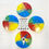 Thumbnail: Eastern Star coasters Divine Legacy handmade round resin 4-pack - OES rainbow colored masonic sorority drinkware