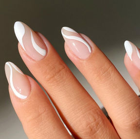White Swirl Design Nails