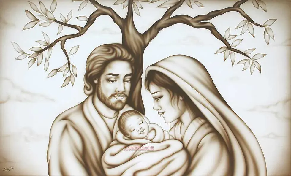 capezzale sacra famiglia albero della vita, effetto iridescente, quadro religioso, quadro per camera da letto classica