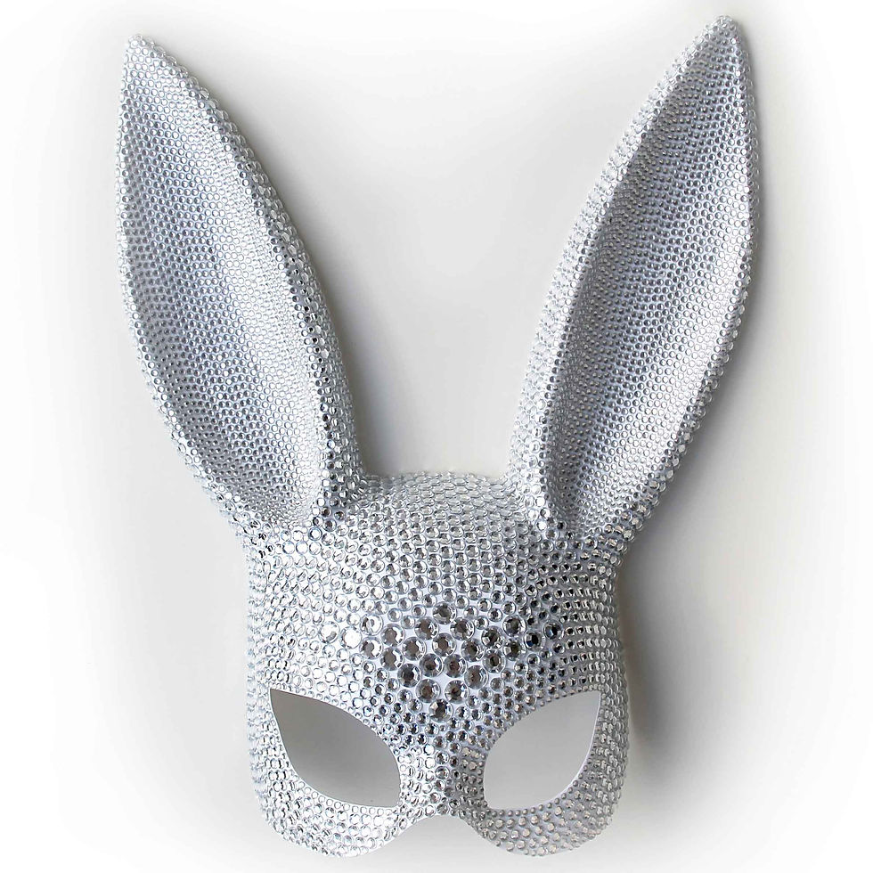 Maschera Coniglio Bianco, maschera sexy con strass, maschera donna Carnevale e feste, coniglietta sexy