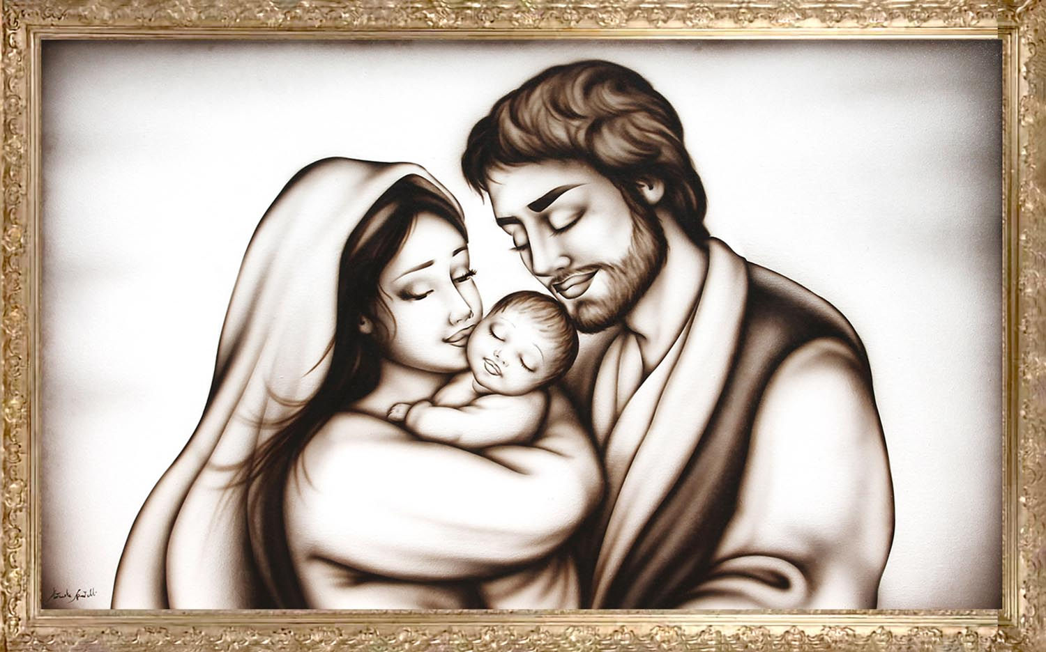 Quadro Capezzale La Famiglia Dono di Dio, quadro Sacra Famiglia moderno, quadro per camera da letto moderna