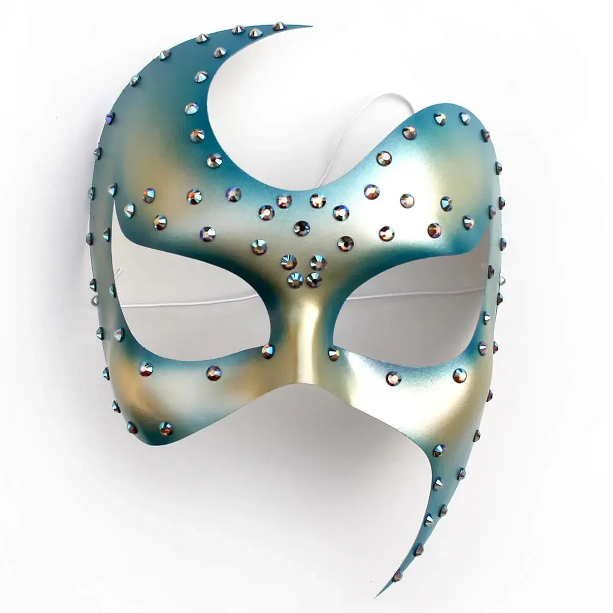 Maschera Elegante Topazio: visione frontale su sfondo bianco, design artistico e raffinato