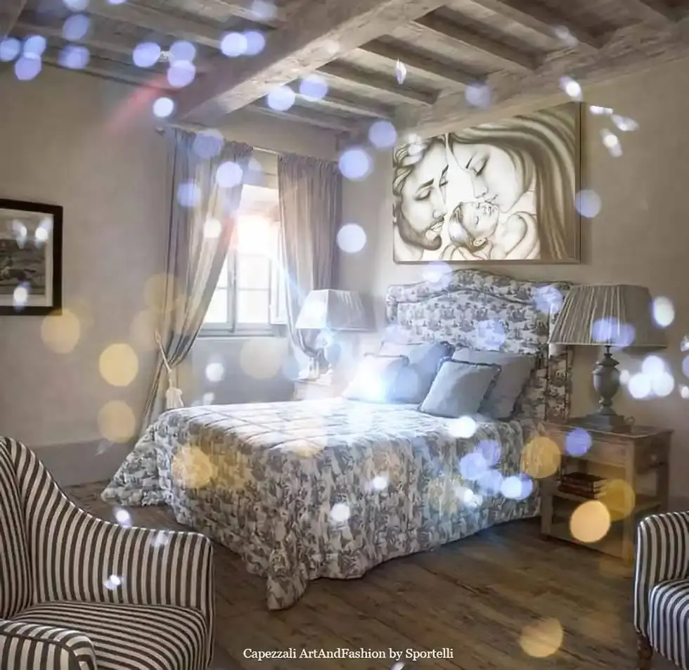 capezzale Sacra Famiglia tortora in camera da letto in stile romantico artandfashionbysportelli