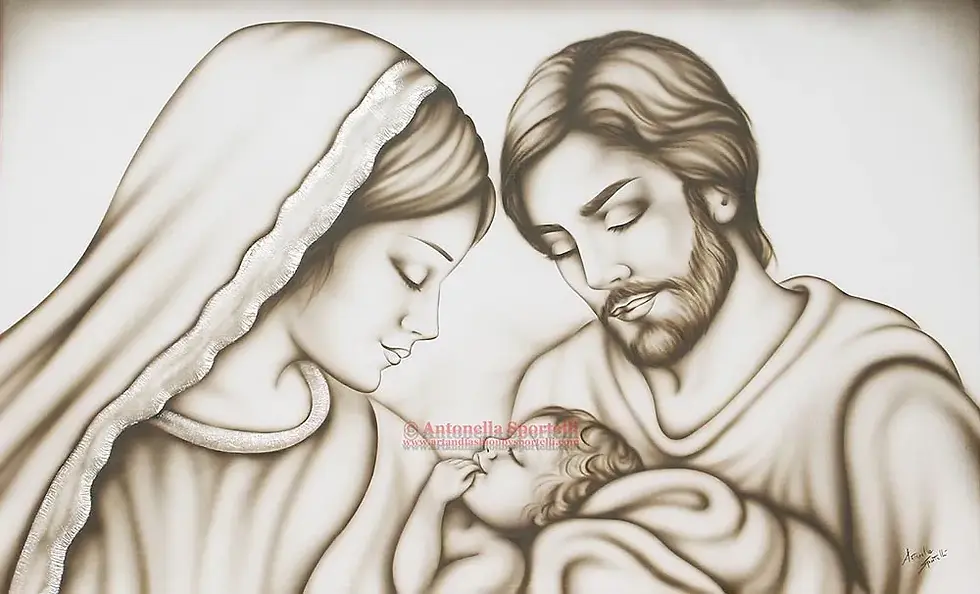 Capezzale legami eterni: quadro Sacra Famiglia fatto a mano, quadro per camera da letto classica
