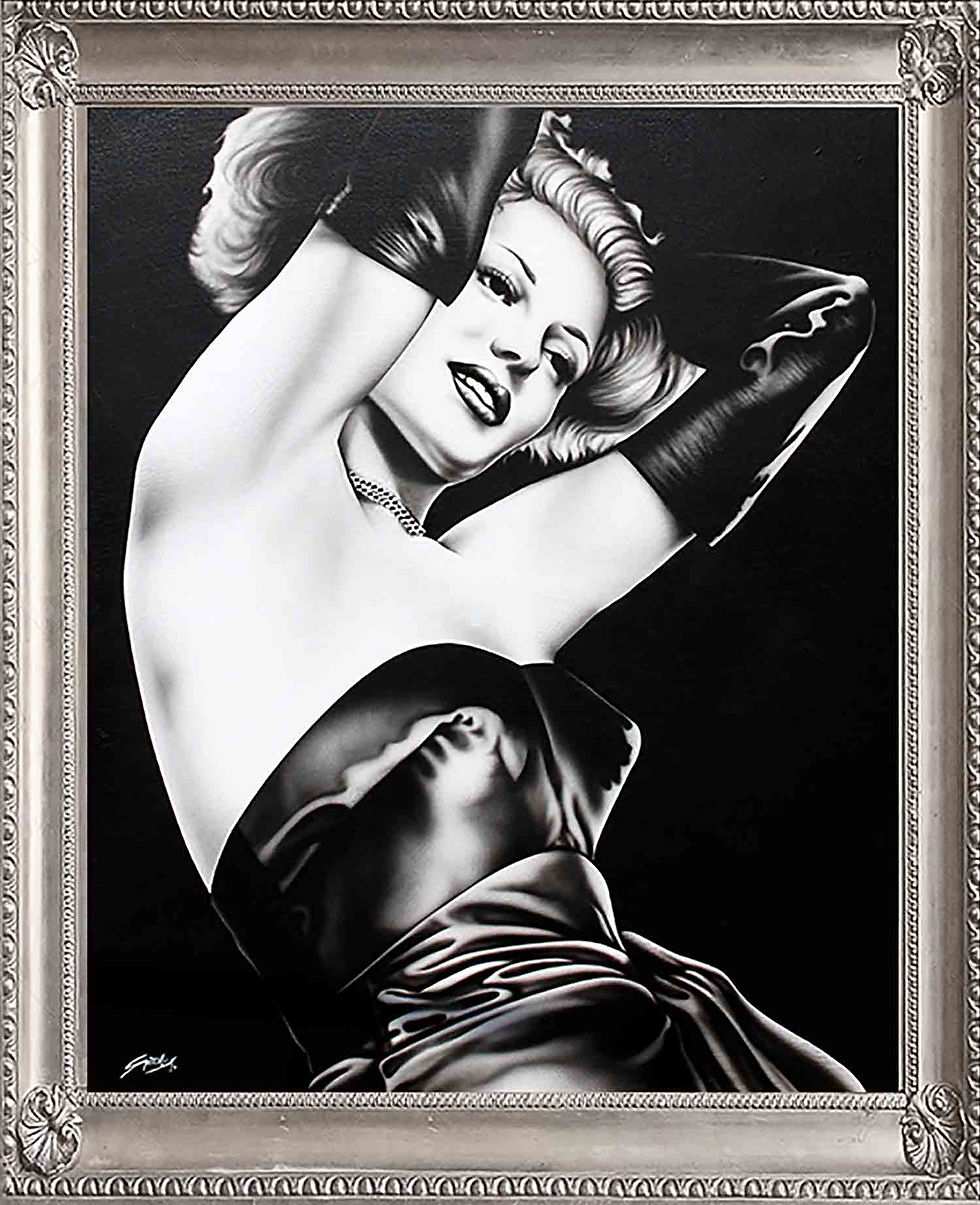 Quadro moderno Gilda, dipinti originali in bianco e nero, quadro per soggiorno