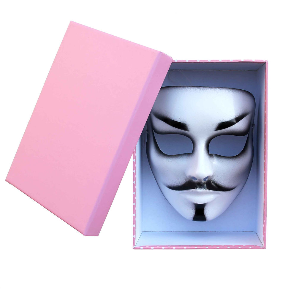 Maschera AnonyMiss in scatola rosa