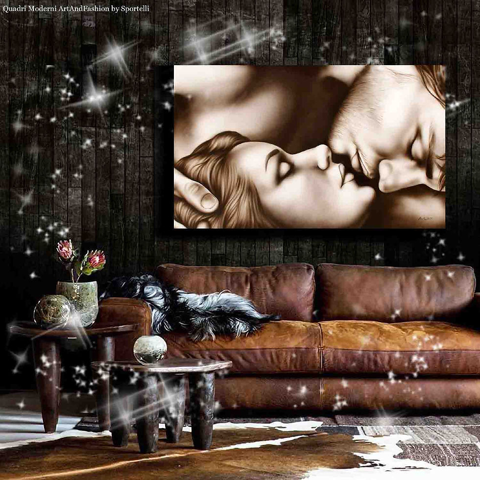 quadro moderno passione ambientato in salotto