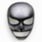 Maschera teschio Halloween nera con glitter argento, visione frontale, maschere eleganti