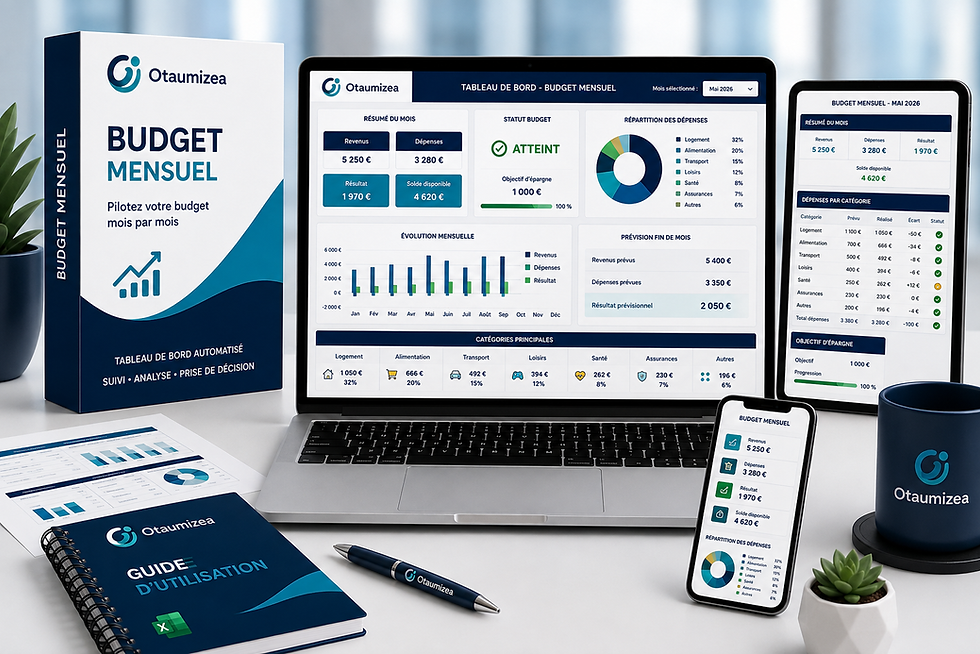 Présentation de la solution Excel Budget Mensuel Otaumizea