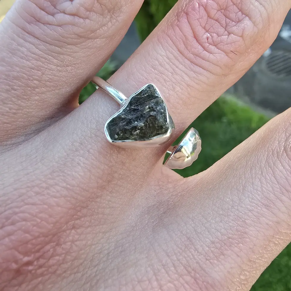Adjustable Moldavite Ring