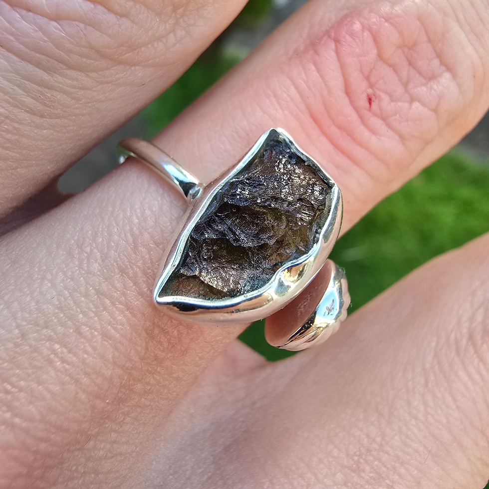 Thumbnail: Adjustable Moldavite Ring