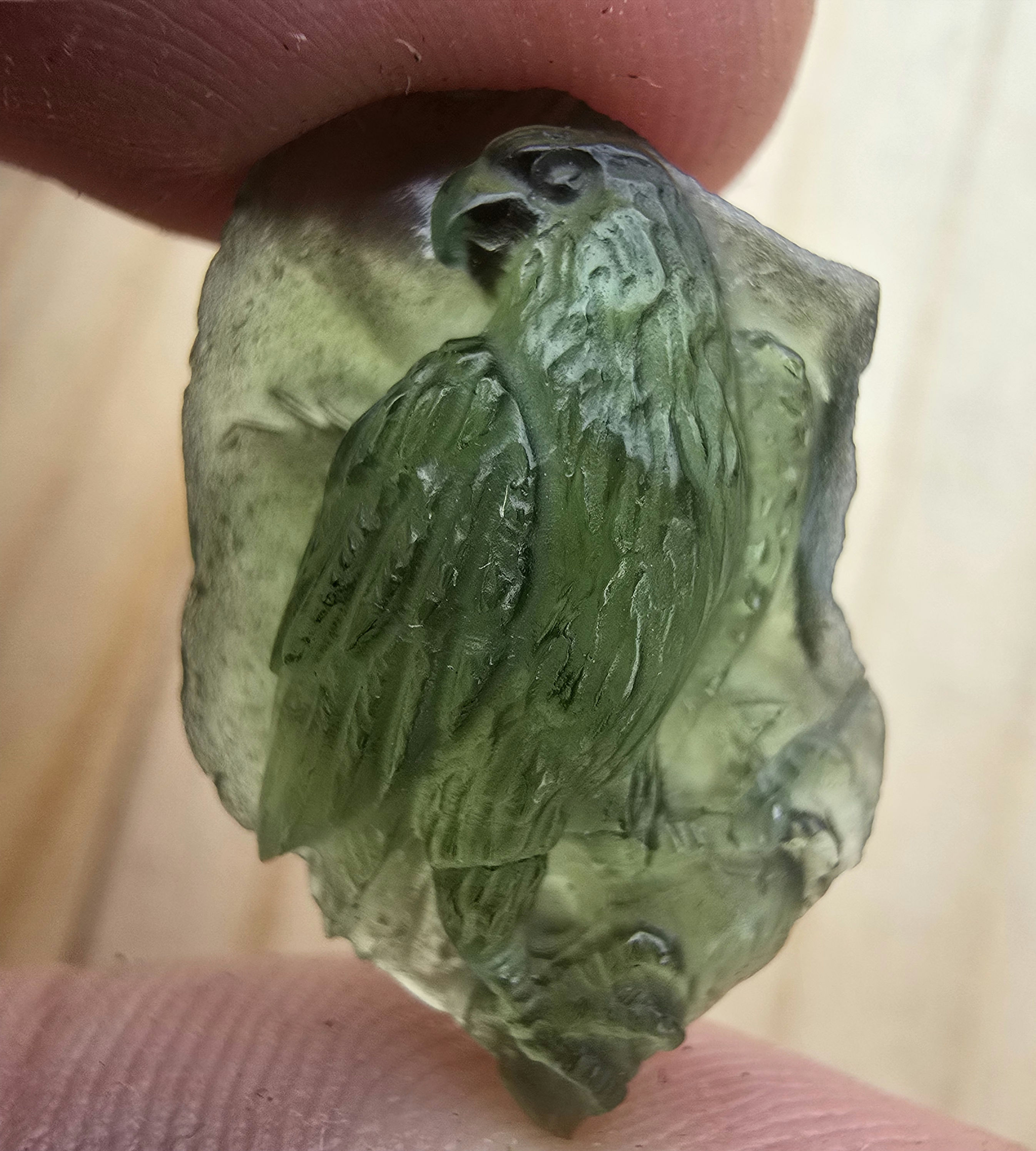 Moldavite Hawk Carving 14.68ct