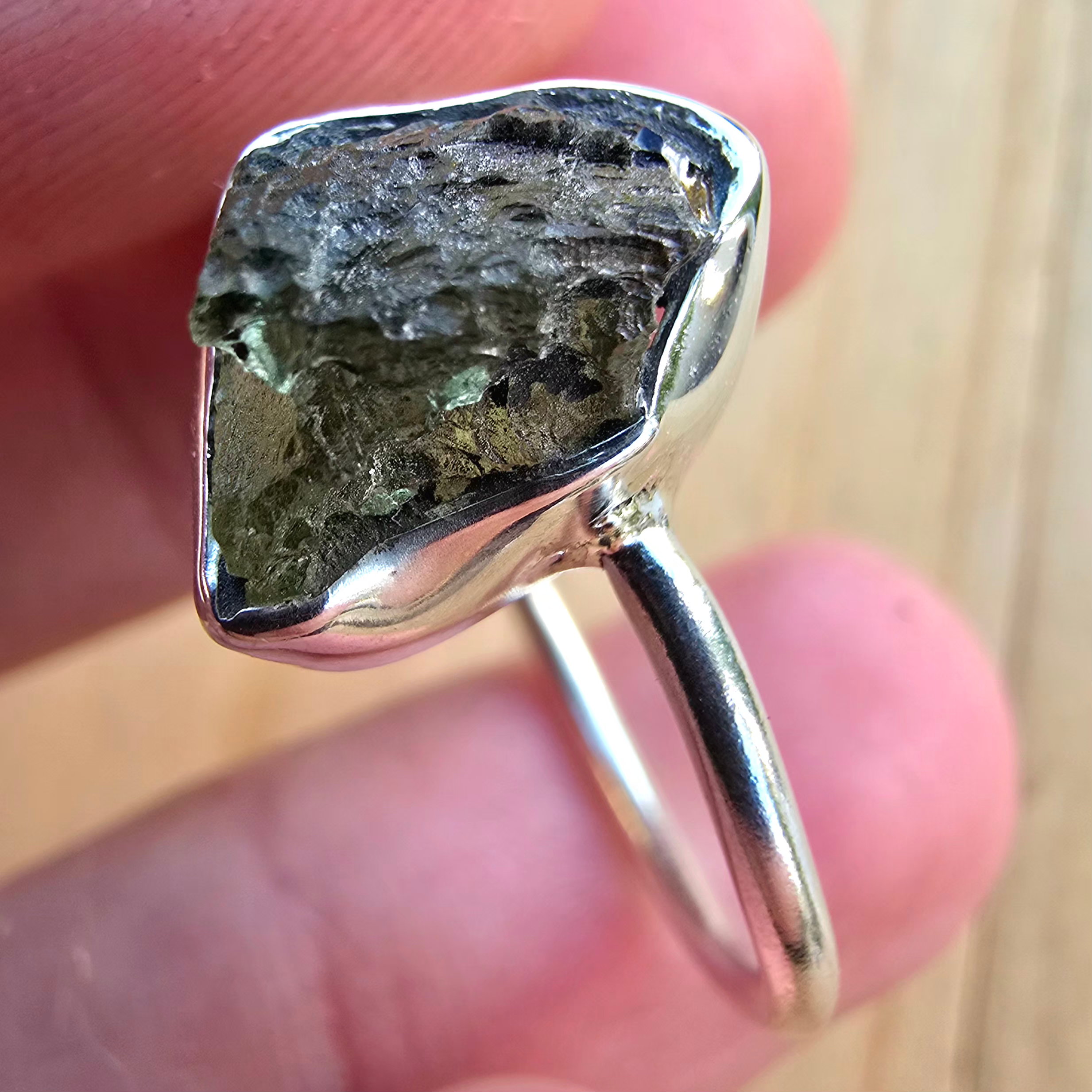 Adjustable Moldavite Ring