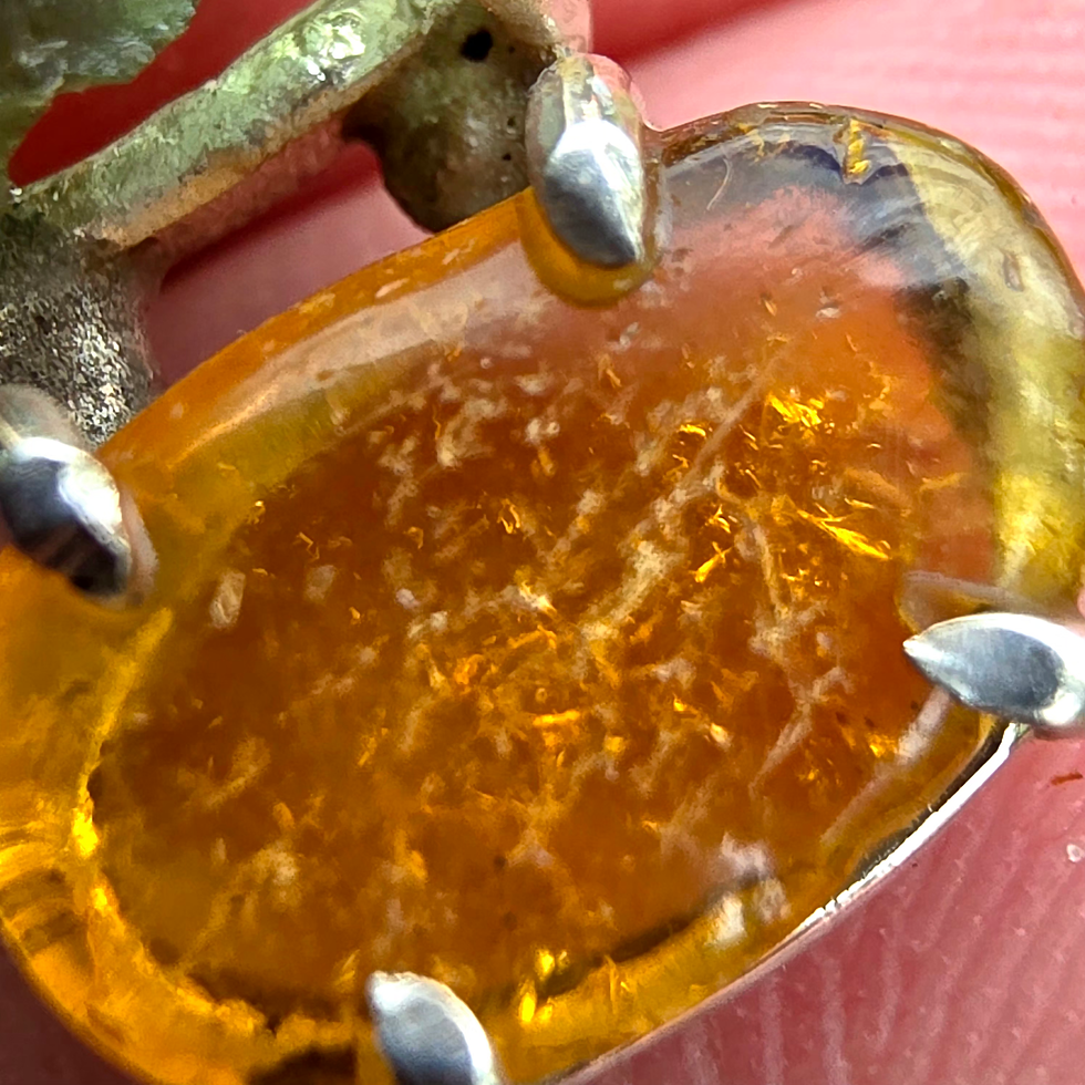 Thumbnail: Moldavite & Amber Pendant