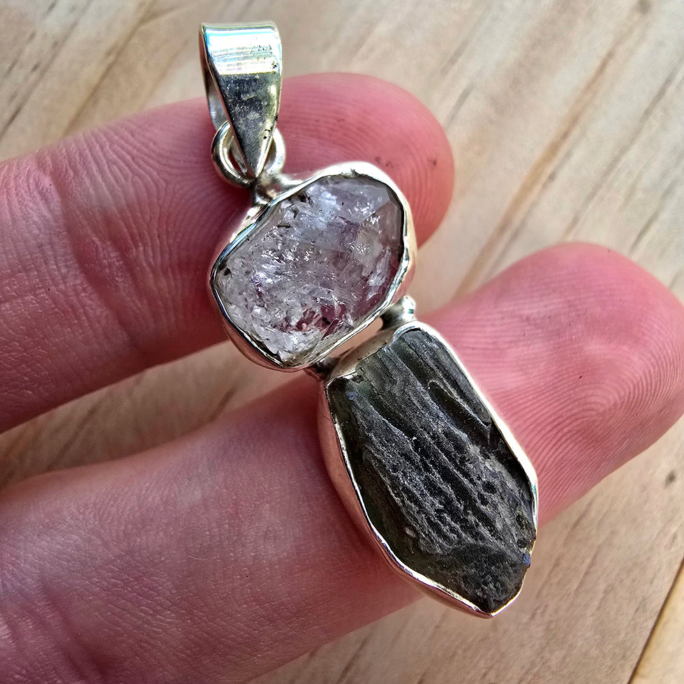 Thumbnail: Moldavite and Herkimer Diamond Pendant