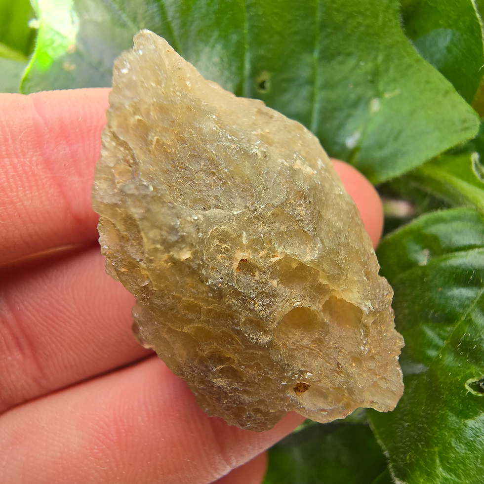 Thumbnail: Libyan Desert Glass fragment held in hand