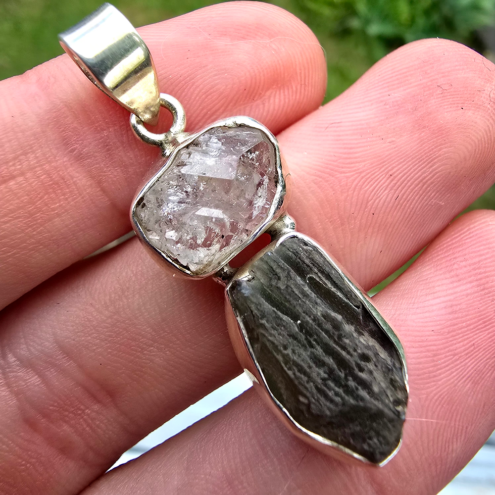 Thumbnail: Moldavite and Herkimer Diamond Pendant