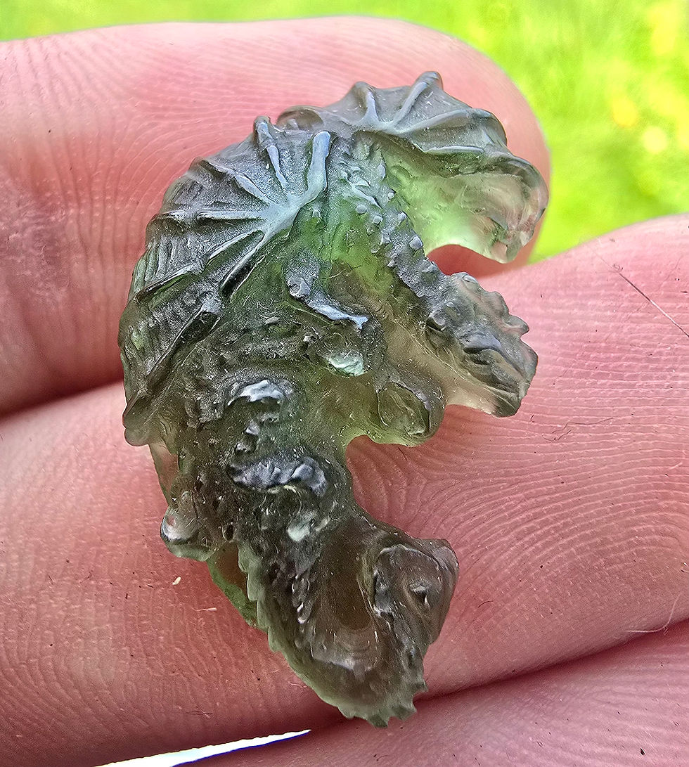 Thumbnail: Genuine Moldavite Dragon Carving, Czech Republic