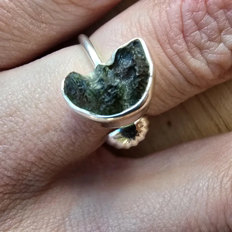 Adjustable Moldavite Ring