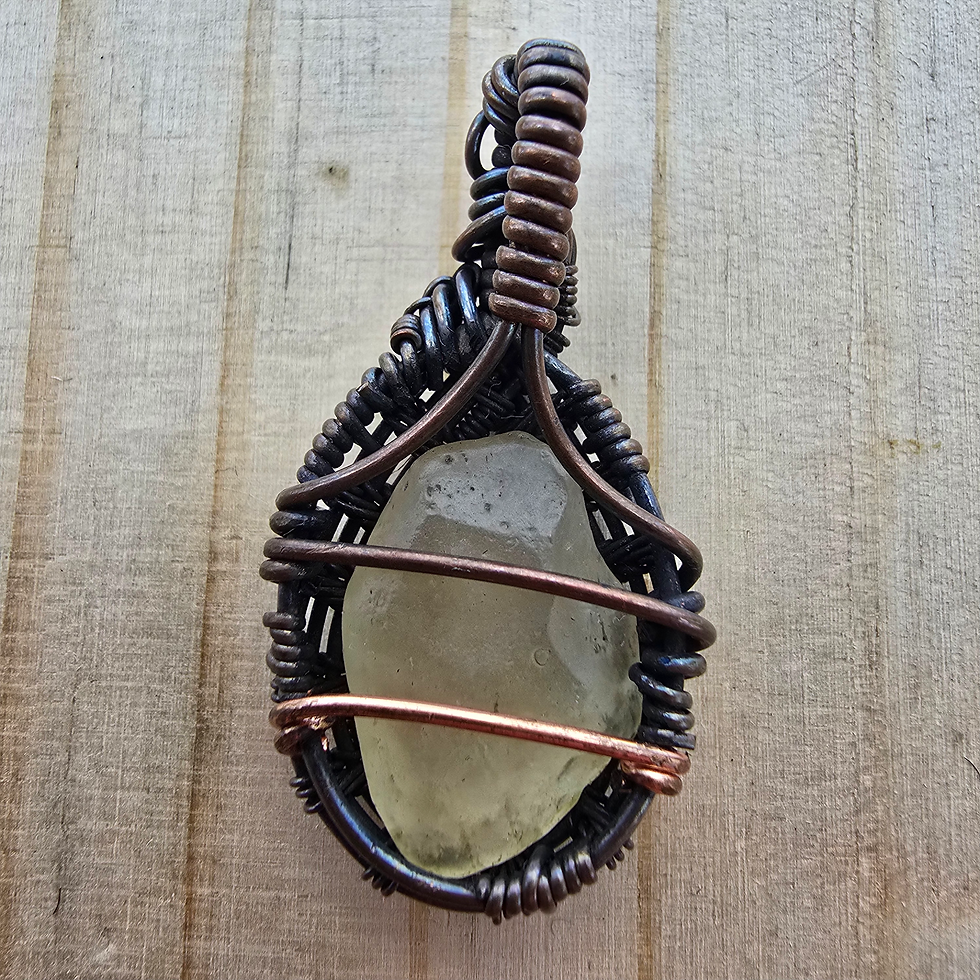 Thumbnail: Wire-wrapped Libyan Desert Glass pendant