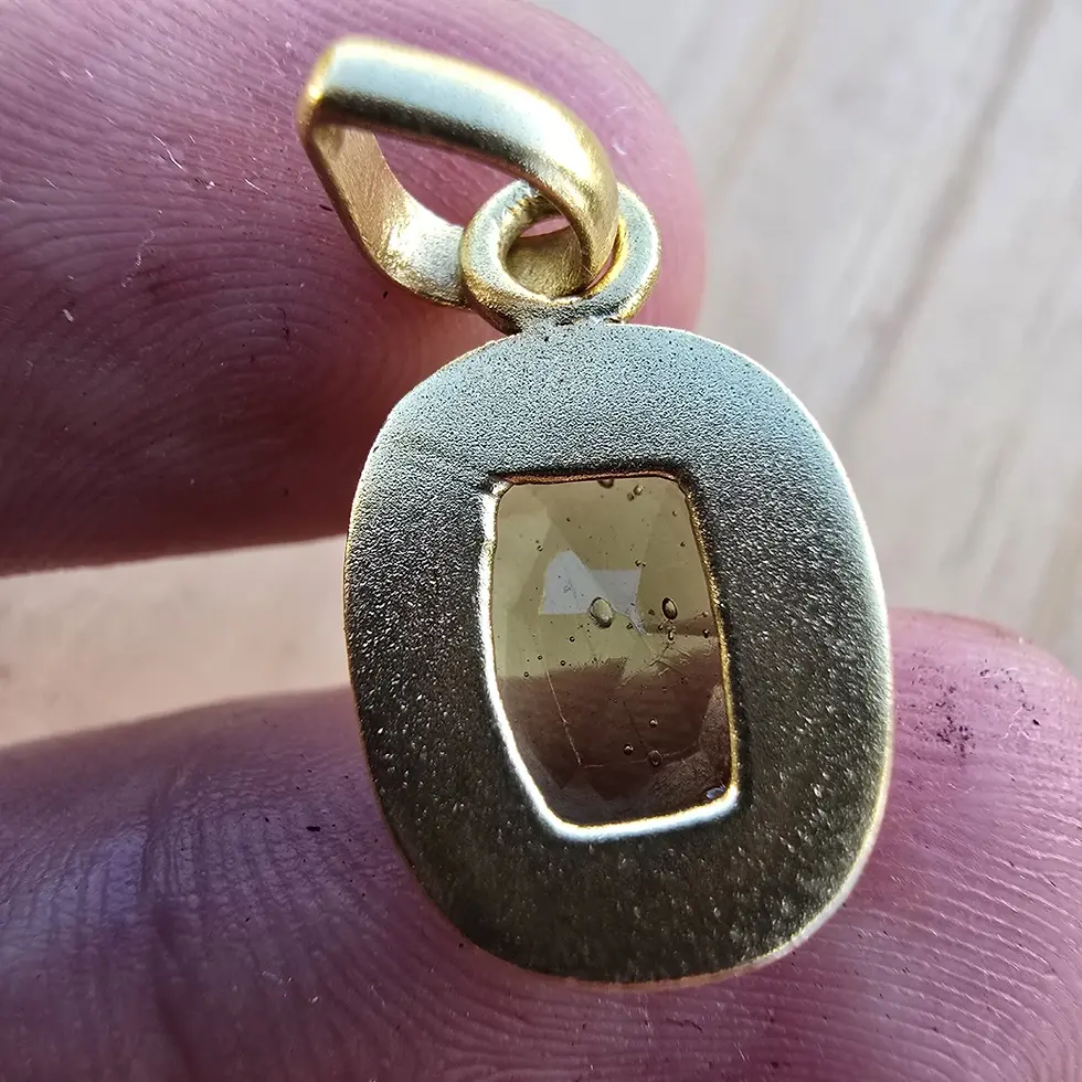 Thumbnail: Faceted Moldavite Pendant (Rectangular Cushion Cut, Gold Plated)