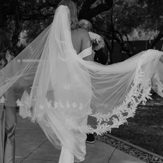 Cathedral lace veil from back made by South African veil designer, Veil Atelier