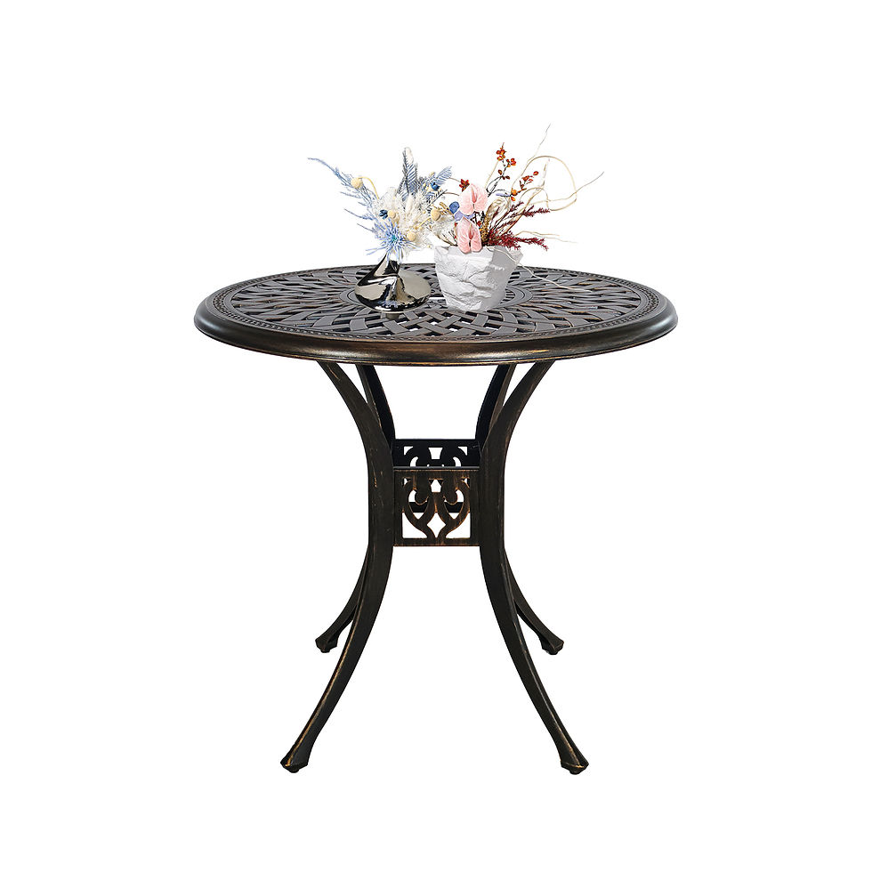 30.7" Outdoor Round Cast Wrought Aluminum Patio Metal Dining Table