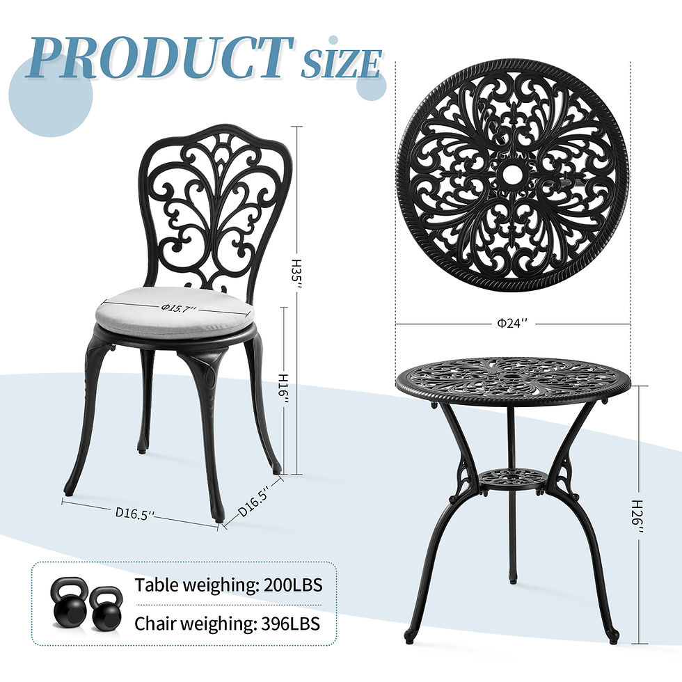 Miniaturbild: Patio Bistro Set 3 Piece with Cushions