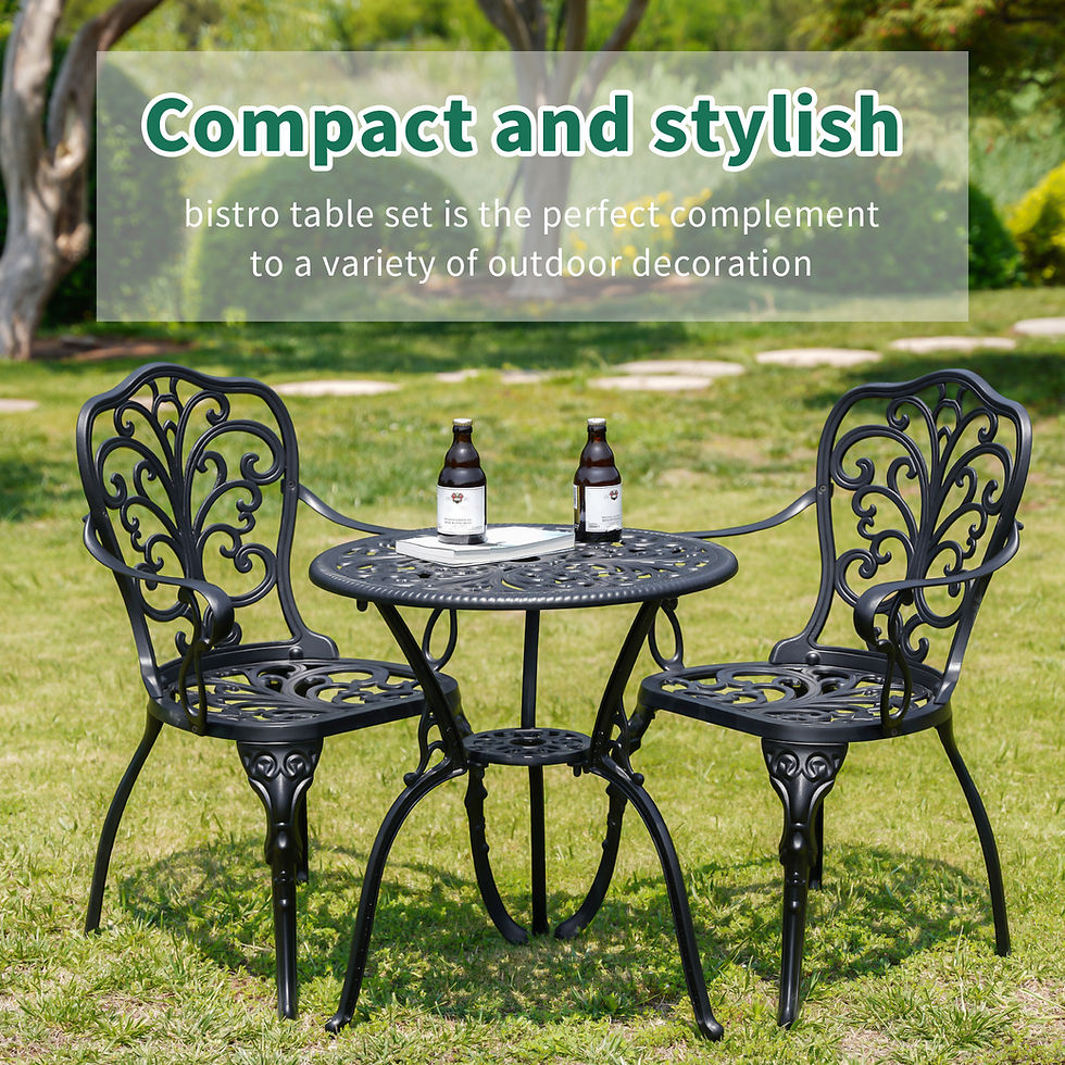 Thumbnail: All Weather Patio Bistro Set with Umbrella Hole Black