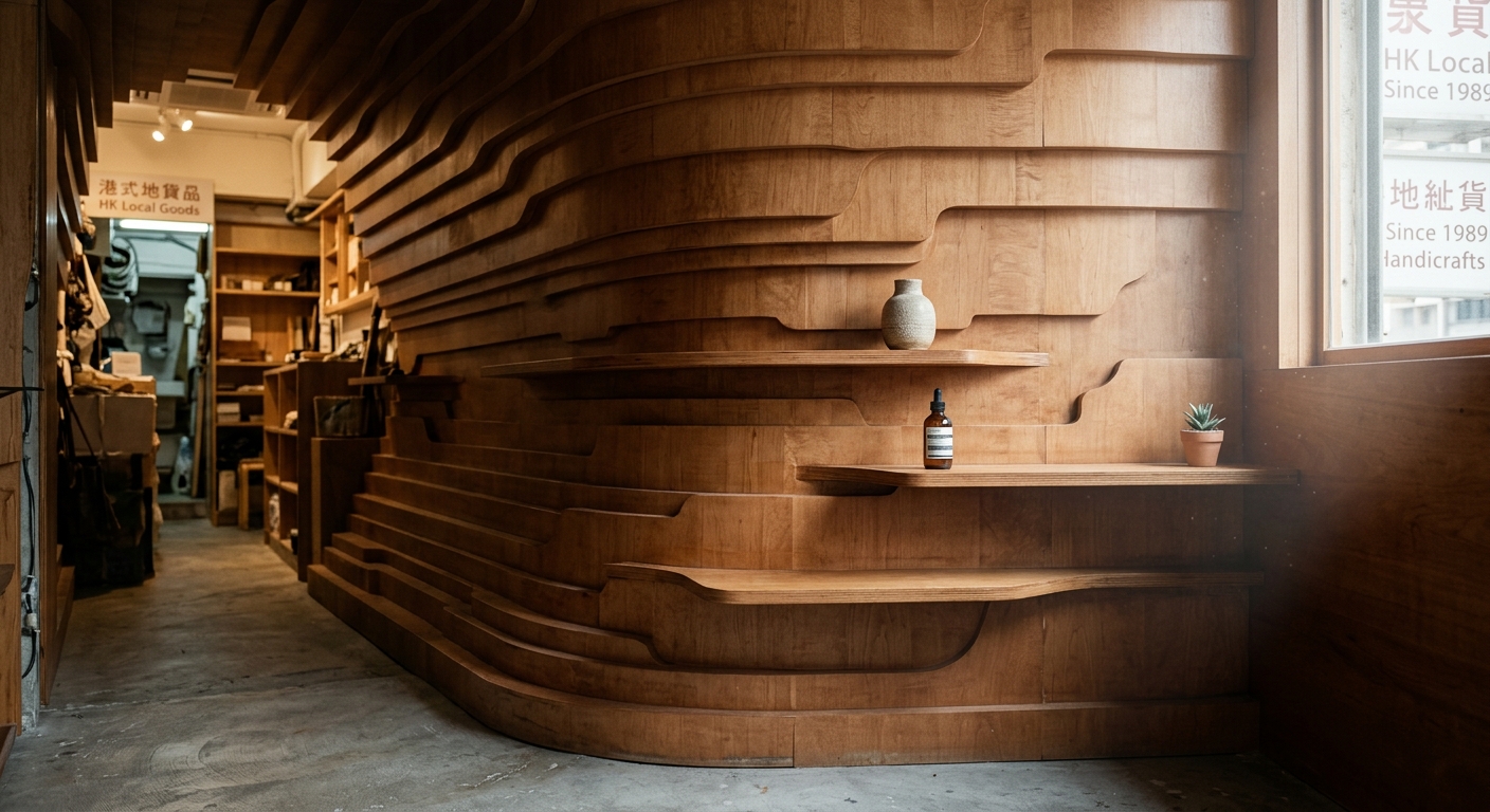 LMTLS creates wooden "gorge" inside New York skincare store — CLAY Interior Design