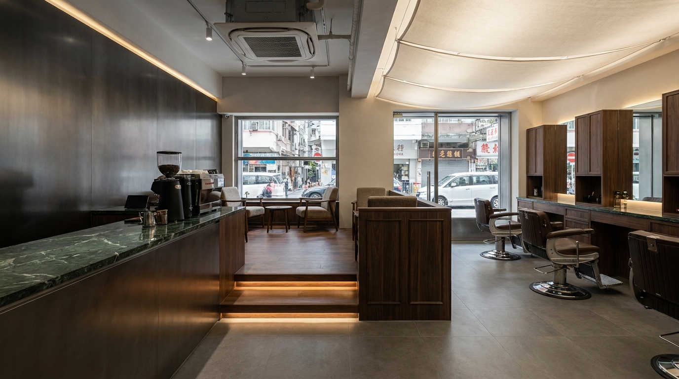 Maniac Barbier & Café, Montreal: Where Coffee Meets Grooming with Flair — CLAY Interior Design