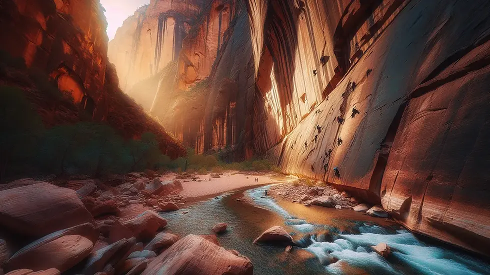 Eldorado Canyon Boulder sandstone cliffs and South Boulder Creek at golden hour