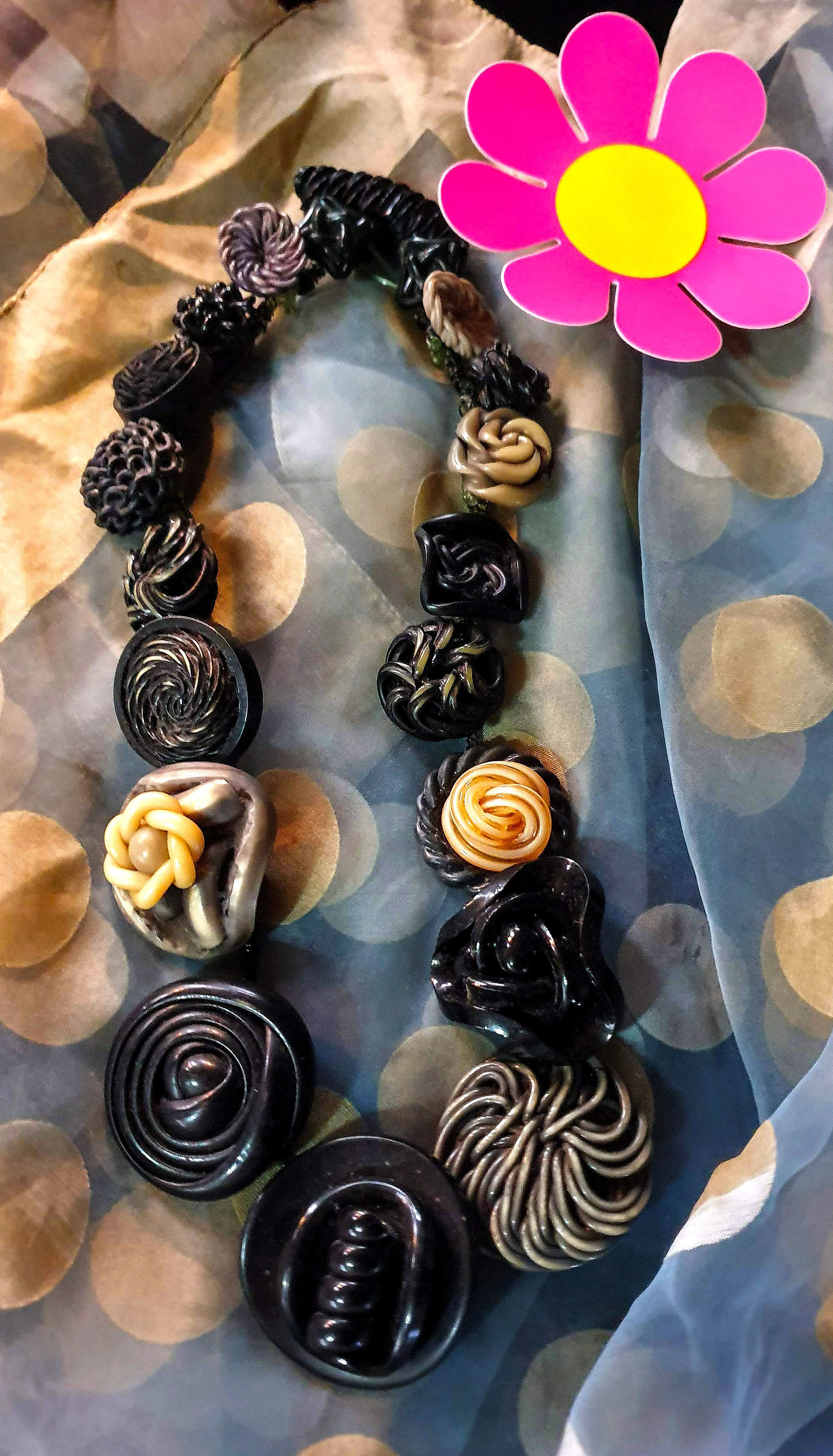 Truly Elegant Extruded Celluloid Vintage Button Necklace
