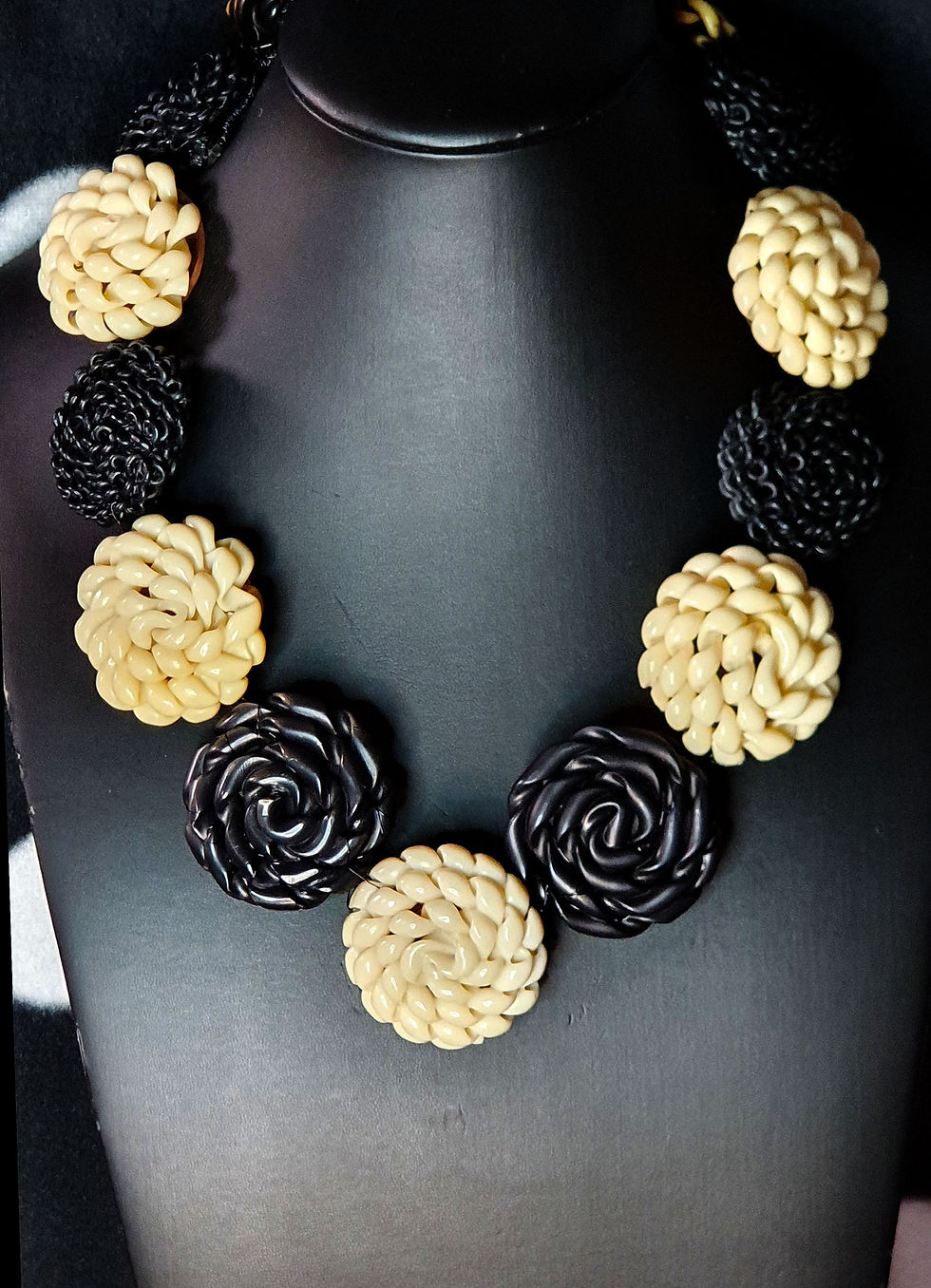 Stunning Extruded Celluloid Vintage Button Necklace