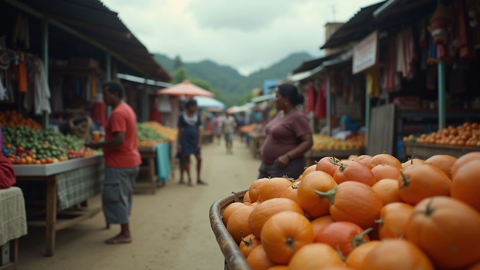 Eye-level view of a bustling market in Papua New Guinea
