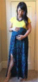 Kat wearing high maxi skirt during 2nd trimester