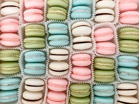 Rows of Pastel Macarons