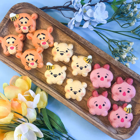 Winnie-the-Pooh character macaron set with Piglet and Tigger