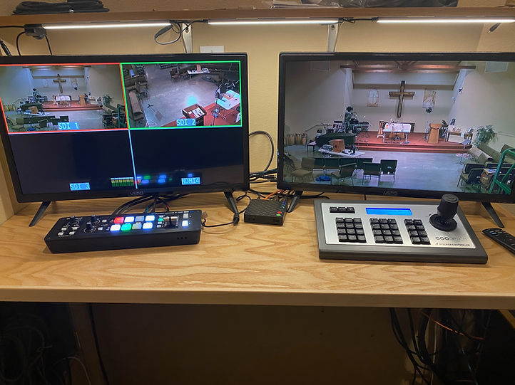Modern live streaming systems utilize multiple PTZ cameras, hardware switchers and multiview monitors